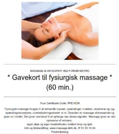 Gavekort massage København Fredeiriksberg køb online